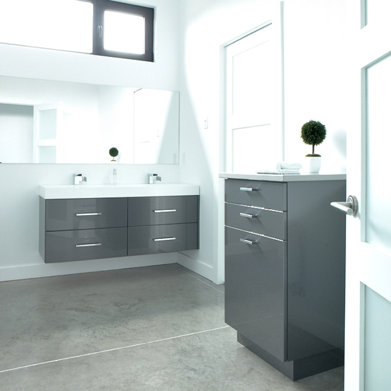 Cuisines Beauregard |Contemporary style bathroom with cabinets in thermoplastic